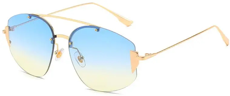 C5 gold blue yellow Модный бренд, новые солнцезащитные очки для девушек, роскошные брендовые дизайнерские женские очки для вождения, летние пляжные солнцезащитные очки без оправы - Цвет линз: C5 gold blue yellow