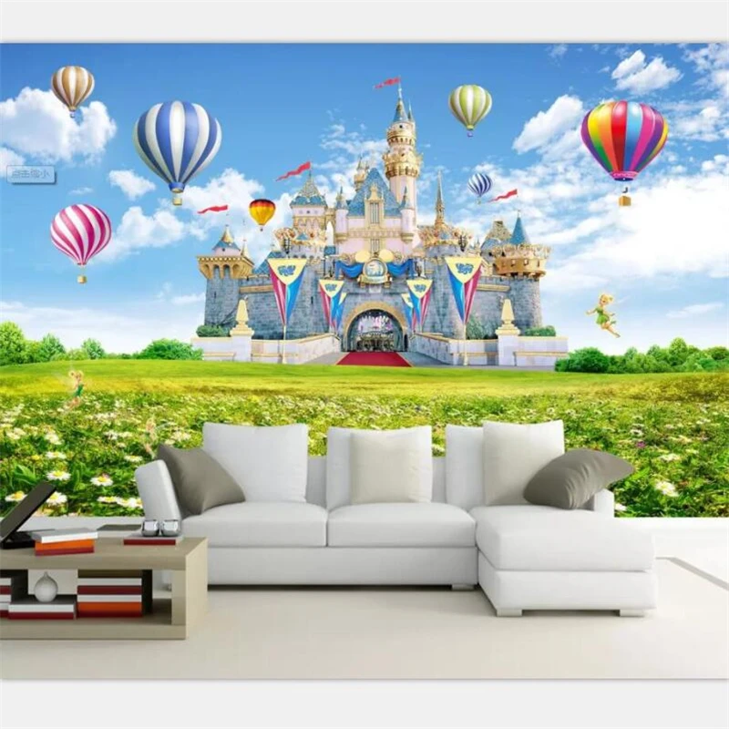 beibehang Wallpaper murals custom home decoration fantasy castle hot air balloon children room landscape painting 3D wallpaper |
