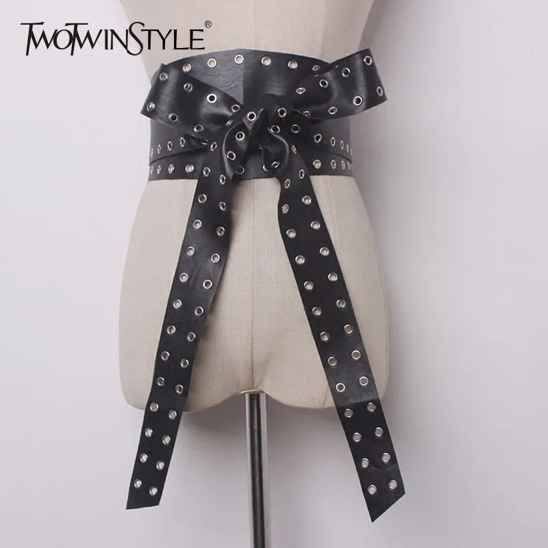 TWOTWINSTYLE из искусственной кожи ремень Женская с перфорацией на шнуровке бантом