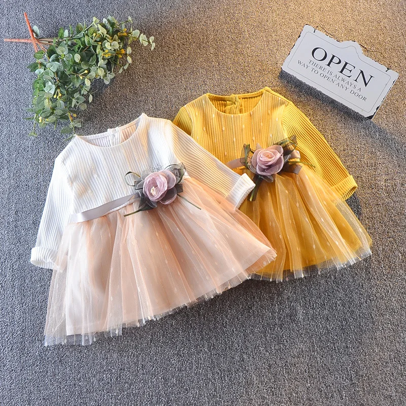 BibiCola/модный стиль дети платье для девочек новорожденных весна-осень кружевное