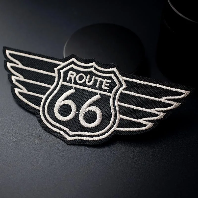 ROUTE 66 (Размер: 5 3x11 7 см) наклейки сделай сам для ткани с вышивкой и аппликацией