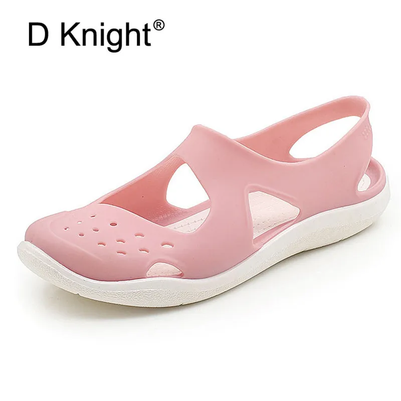 Женские нескользящие сандалии желе на мягкой подошве пляжные с круглым носком и