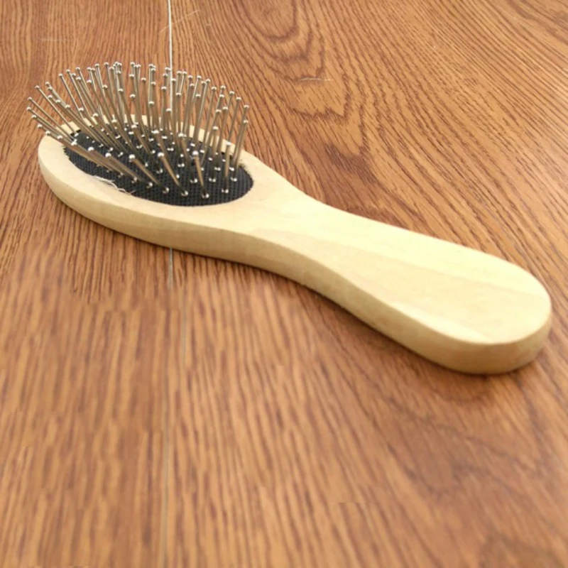 

New Wooden Handle Massage Pet Hair Brush with Metal Pins Message Comb with Air Cushion KG66