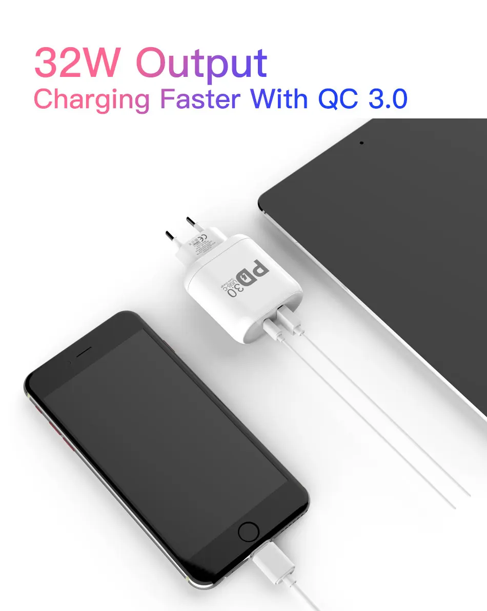 MOXOM 32 Вт USB C PD зарядное устройство для iPhone Xs X Quick Charge type C PD 3,0 зарядное устройство для мобильного телефона Быстрая зарядка type-c PD USB зарядное устройство