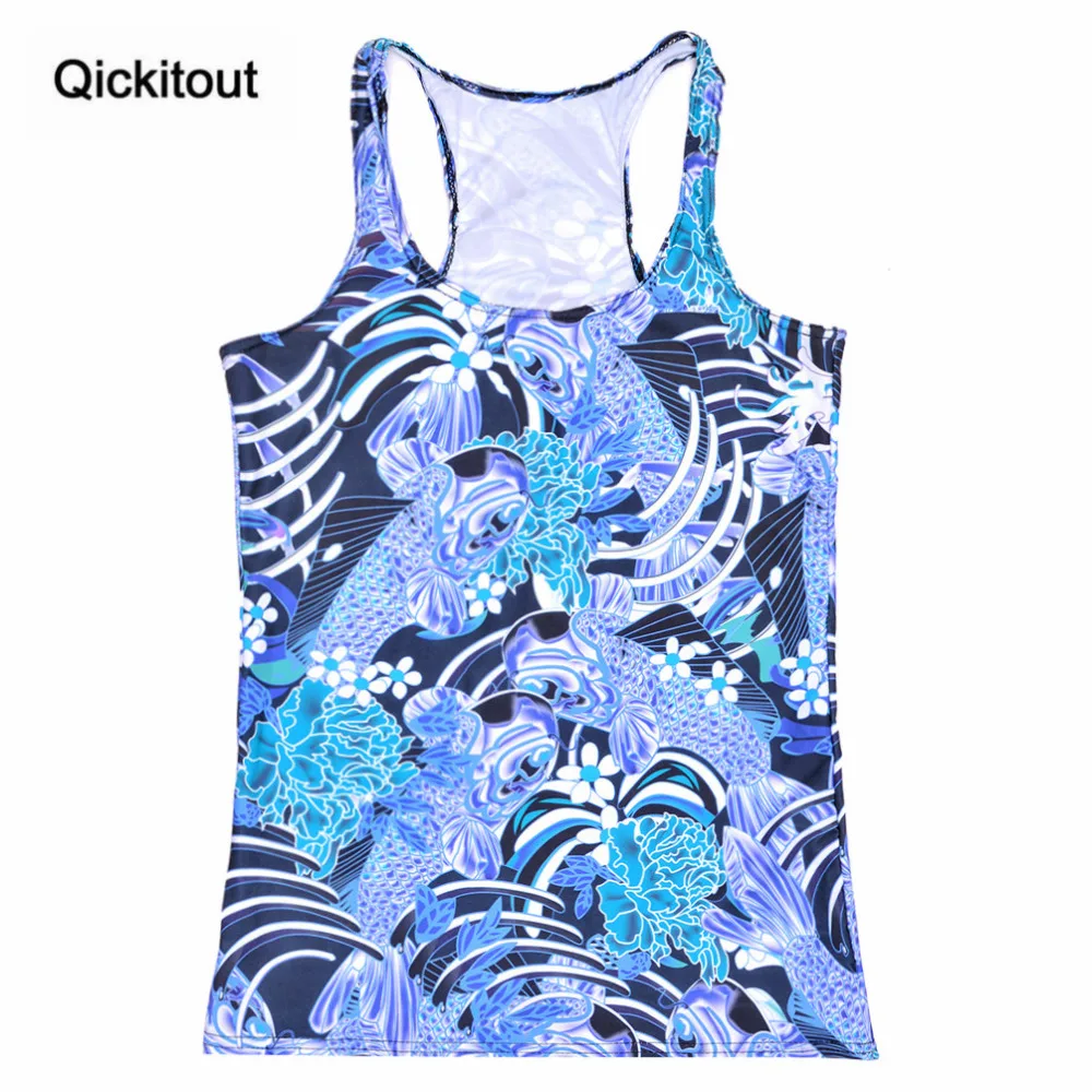 Женские блузки без рукавов Qickitout летние повседневные с цифровой печатью|ladies vest