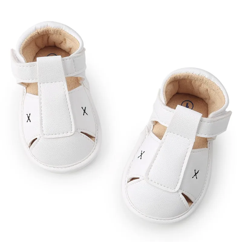Стиль 0-18 месяцев для маленьких мальчиков девочек из мягкой кожи ребенка летом Prewalker мягкая подошва пляжные первые ходоки