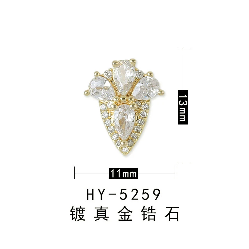 HY5259 5 шт./лот 3D Звезда/сердце любовь драгоценный камень кулон сплав Циркон дизайн ногтей аксессуары микро роскошный кристалл металлические украшения ногтей - Цвет: HY5259