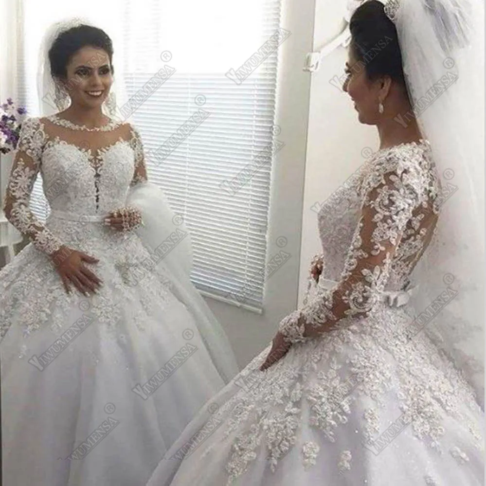 Yiwumensa Robe De Mariee Свадебные платья винтажное бальное платье c аппликациями кружевное платье с длинными рукавами для невесты Vestidos De Novia Trouwjurk