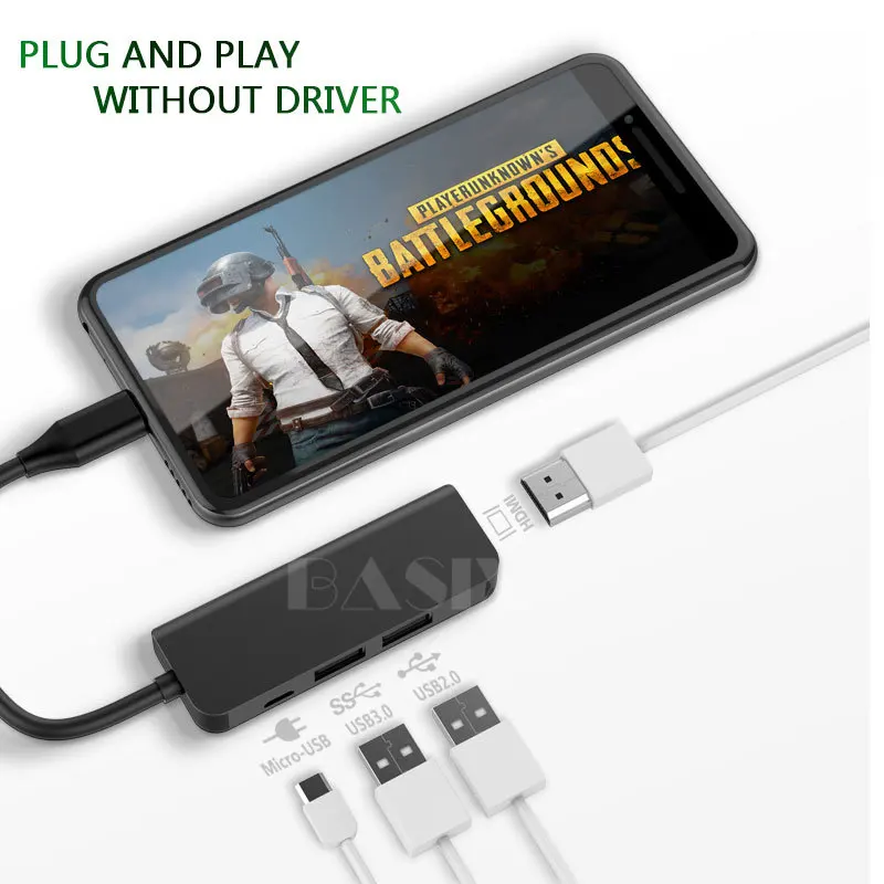 Basix USB C концентратор 3 0 HDMI Thunderbolt адаптер для MacBook Samsung Galaxy S9 Huawei P20 Mate 20 Pro Type