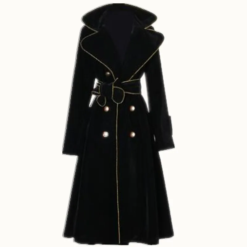 

Ladies Lapel Long SPRING Double-breasted trench coat women
