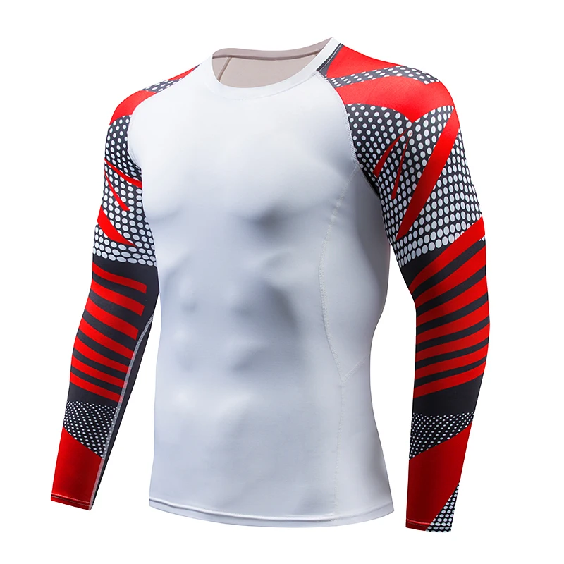 Winter sunscreen brand clothing men's jogging t-shirt gym flower arm long sleeve MMA running cycling training union | Спорт и