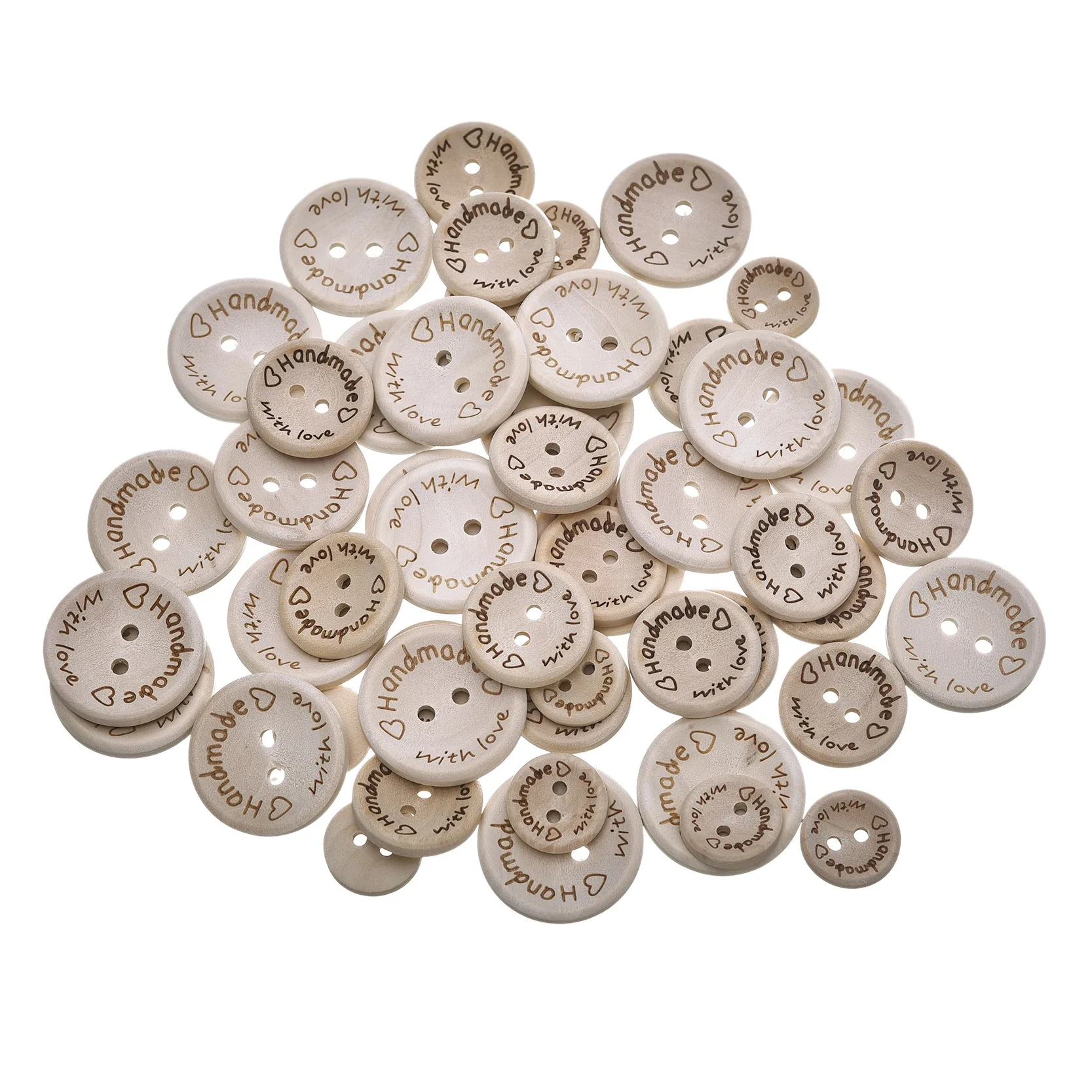 50 шт. новые модные пуговицы круглые деревянные 2 отверстия резные &quotручная