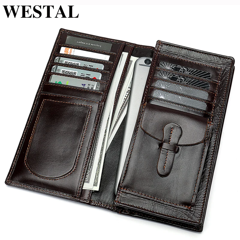 WESTAL, мужской кошелек, натуральная кожа, клатч, мужской кошелек для монет, мужской кошелек на молнии, сумка для денег, Длинные кошельки, кошелек для телефона 8110