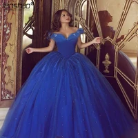 stock wd010 quinceanera dresses off the shoulder ball vestido gown tulle crystal pearls sweet 15 for girl robe de soiree