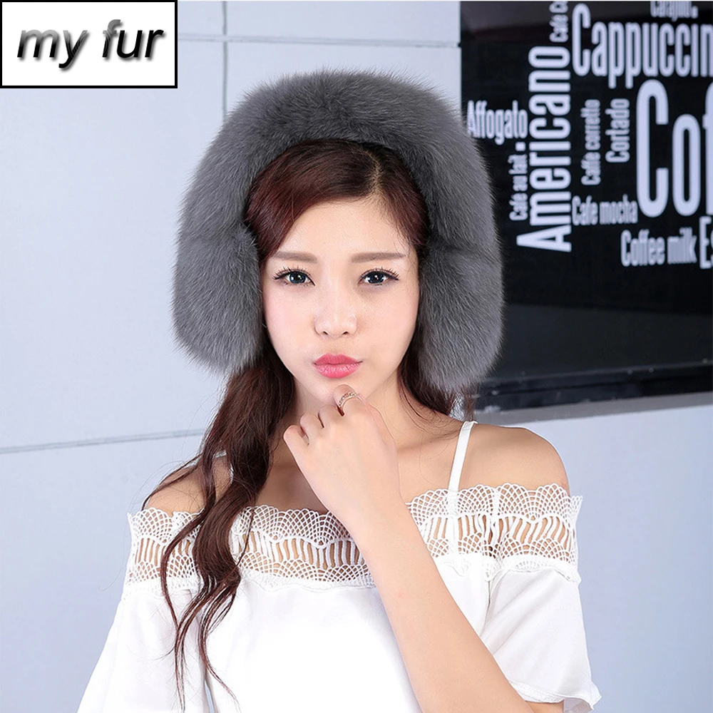 2020 женские модные русские зимние наушники из натурального Лисьего меха