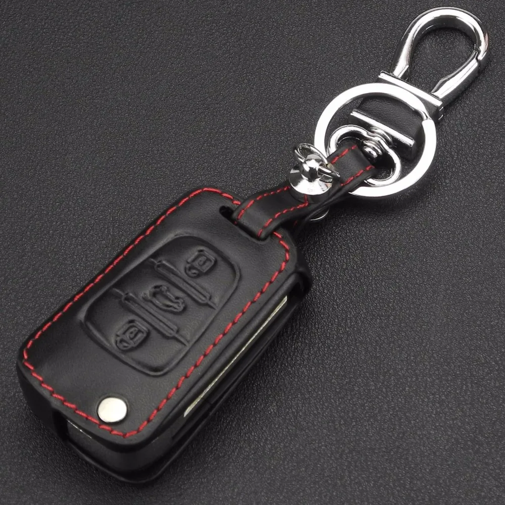 Чехол для ключей из кожи с 3 кнопками Kia RIO K2 K5 Sportage Sorento Hyundai i20 i30 i35 iX20 iX35 Solaris Verna|i30 key