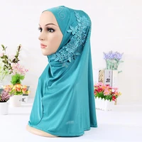 fashion appliques instant hijab underscarf cap with diamond muslim womens one piece hijab long neck covering femme easy to wear