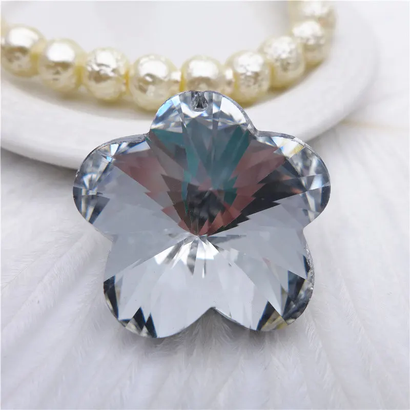 30 мм Хрустальная подвеска в форме цветка Посеребренная стеклянная люстра