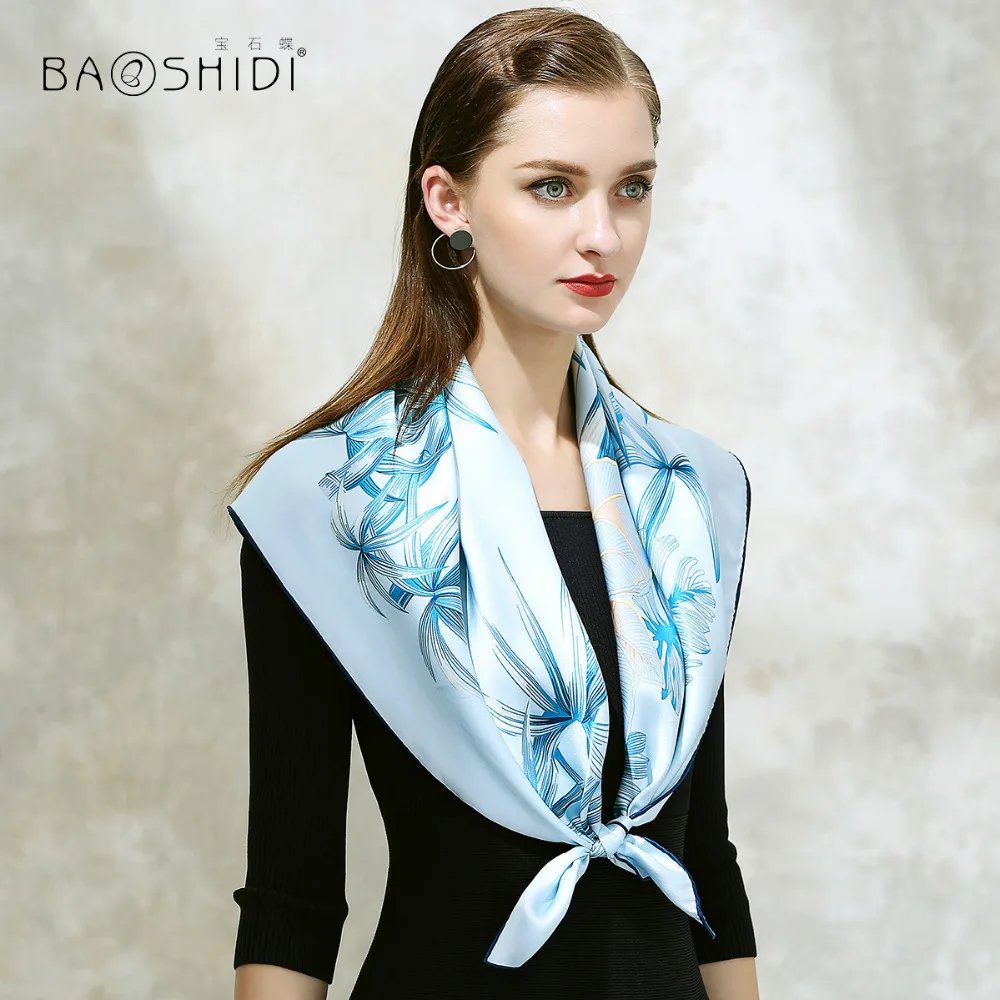 [BAOSHIDI] 2017 Осень Новое поступление 100% шелк 16 момме толстый 90*90 см квадратный шарф