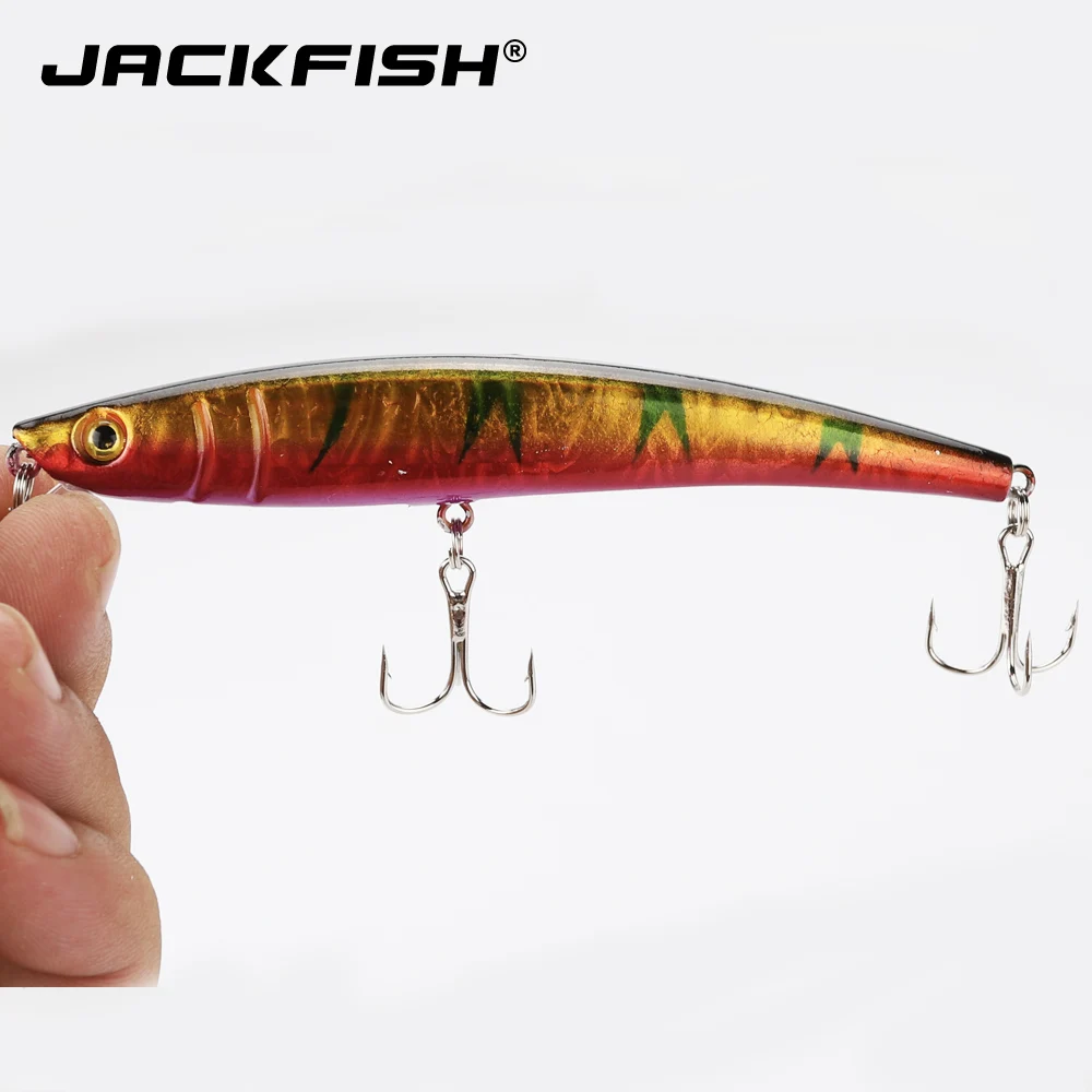 JACKFISH гольян красочная рыболовная приманка 10 шт./лот 12 см/10 г 3D с глазами полосатые