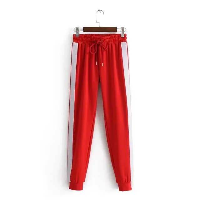 Женские шаровары в полоску повседневные свободные брюки с высокой талией на