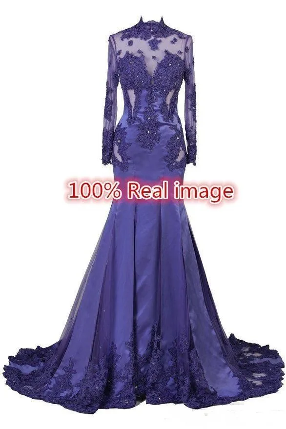 Вечерние платья Zuhair Murad Платья Sheer Длинные Рукава Блесток Иллюзия Лиф