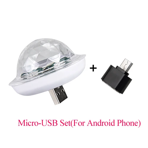 Micro-USB Set Мини USB струящийся светодиодный светильник для бега, сценический эффект, Кристальный магический диско-шар, 4 Вт, RGB стробоскопический светильник, диско-DJ, караоке, домашний вечерние светильник s - Цвет: Micro-USB Set