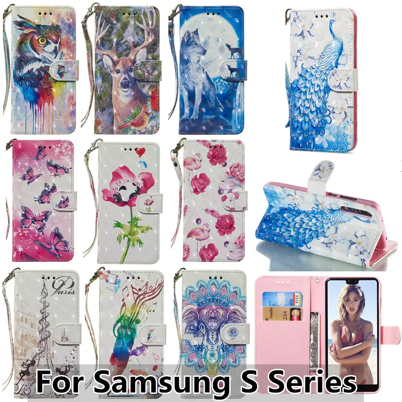 SYCASE 3D роспись цветочный кобура для samsung S7 край S8 S9 плюс S10 S10e Lite чехол