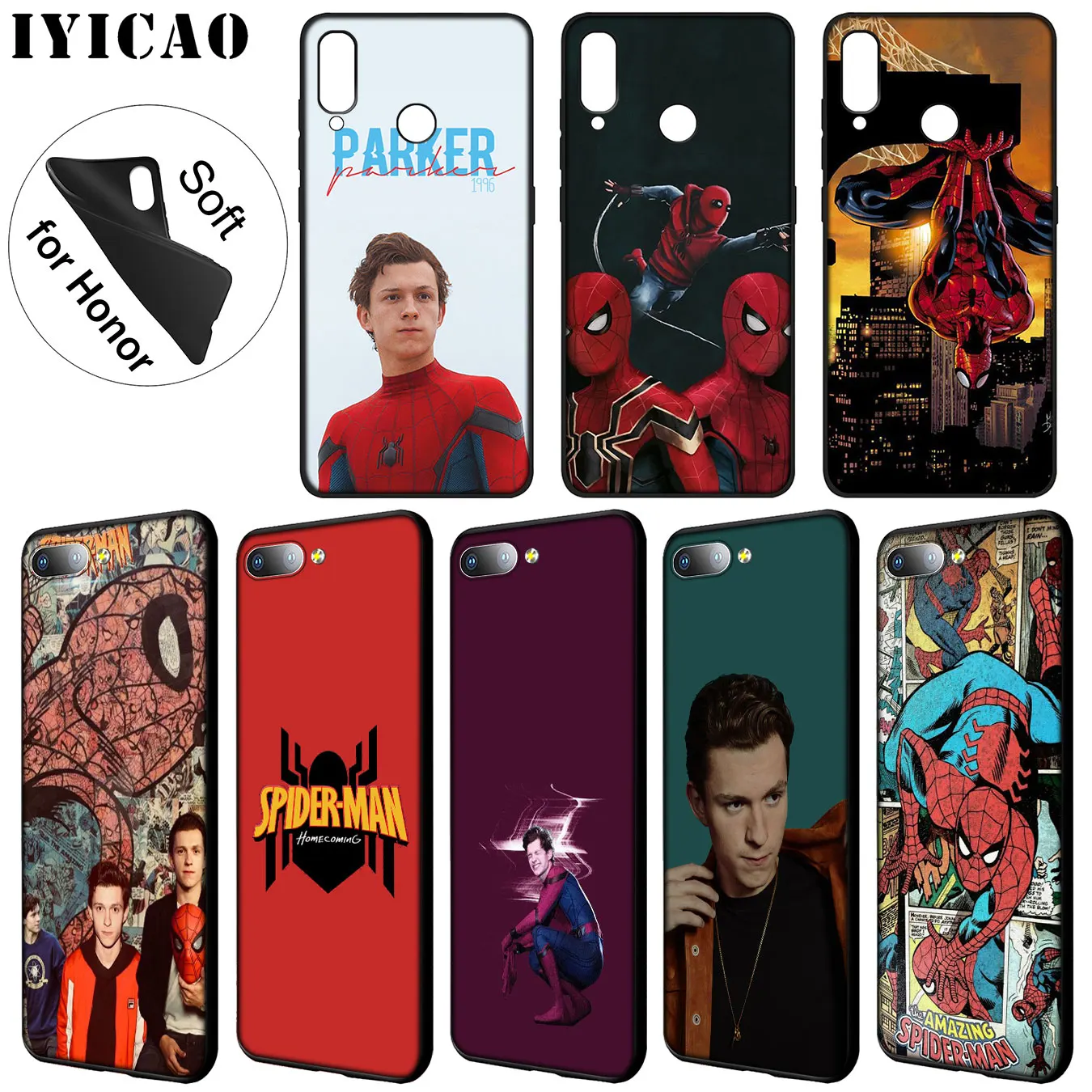 Мягкий чехол для телефона IYICAO Marvel том Холланд Человек-паук Huawei Y9 Y7 Y6 Prime 2019 Honor 20 8C 8X