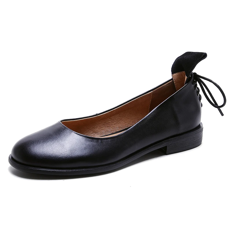 2017 Women Black Shoes Slip on Woman Genuine Leather Flat Fashion Handmade Loafers Female Casual Flats | Обувь