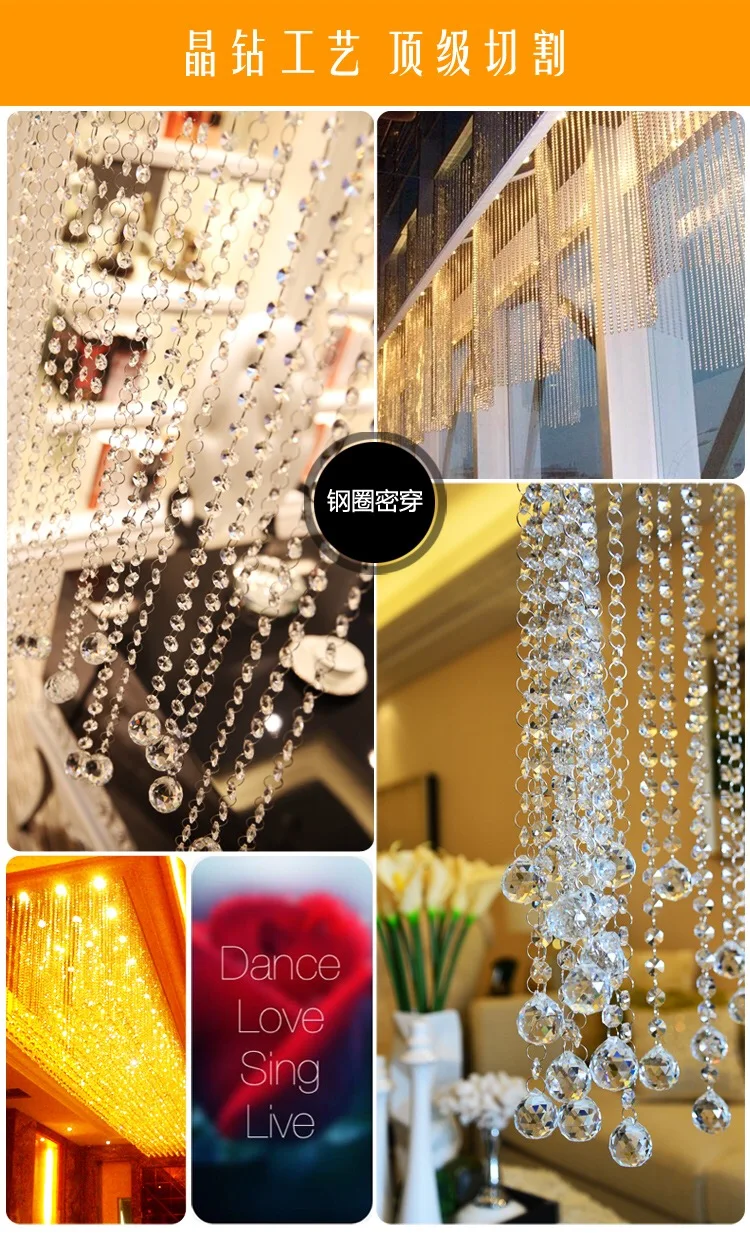 100 метров 30 мм граненый шар + 14 восьмиугольник хрустальный кулон люстра