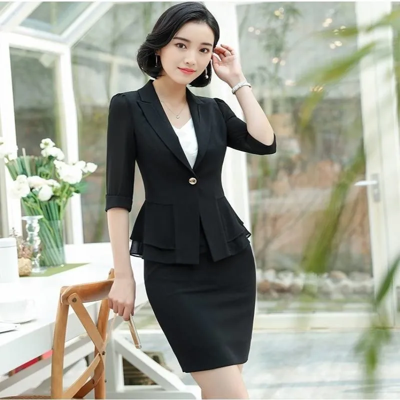2019 весенне летние официальные женские деловые костюмы с рукавом до локтя в