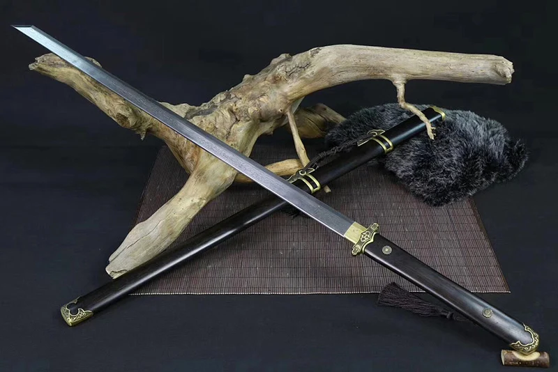 Home Decoration Chinese Tang Dynasty Blind Sword Handmade Damascus Folded Steel Full Tang Blade Functional Real Sword very Sharp