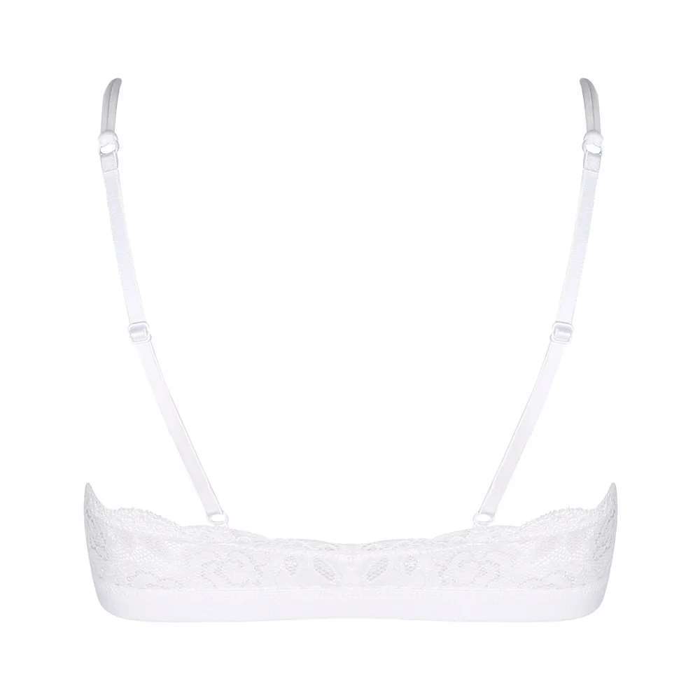 Laceshop White Bra Women Sexy U-line Lace Pleated Wire Free Basic Underwear Ladies Cross Back 3/4 Cup Bralettes Female | Женская одежда