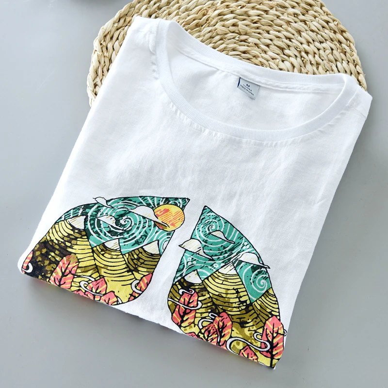 

New print pink 100% linen t-shirt men casual fashion t shirt mens short-sleeved brand tshirt male pure flax t shirts man chemise