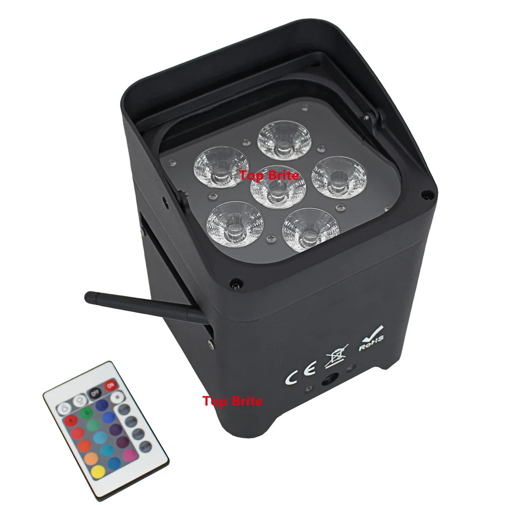 1 шт./лот Цена со скидкой 6X18W 6IN1 RGBWY-UV LED беспроводной сценический светильник с