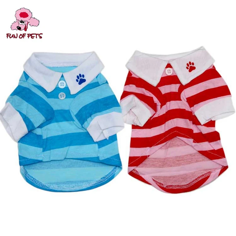 Футболка-поло из чистого хлопка для собак (XS-L розовый синий) одежда в морском