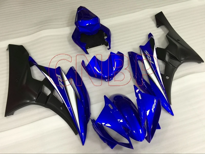 Abs обтекатель YZF600 R6 2006-2007 черно-голубые Обтекатели для YAMAHA YZFR6 2006 Пластиковые обтекатели YZF R6 2007 без краски
