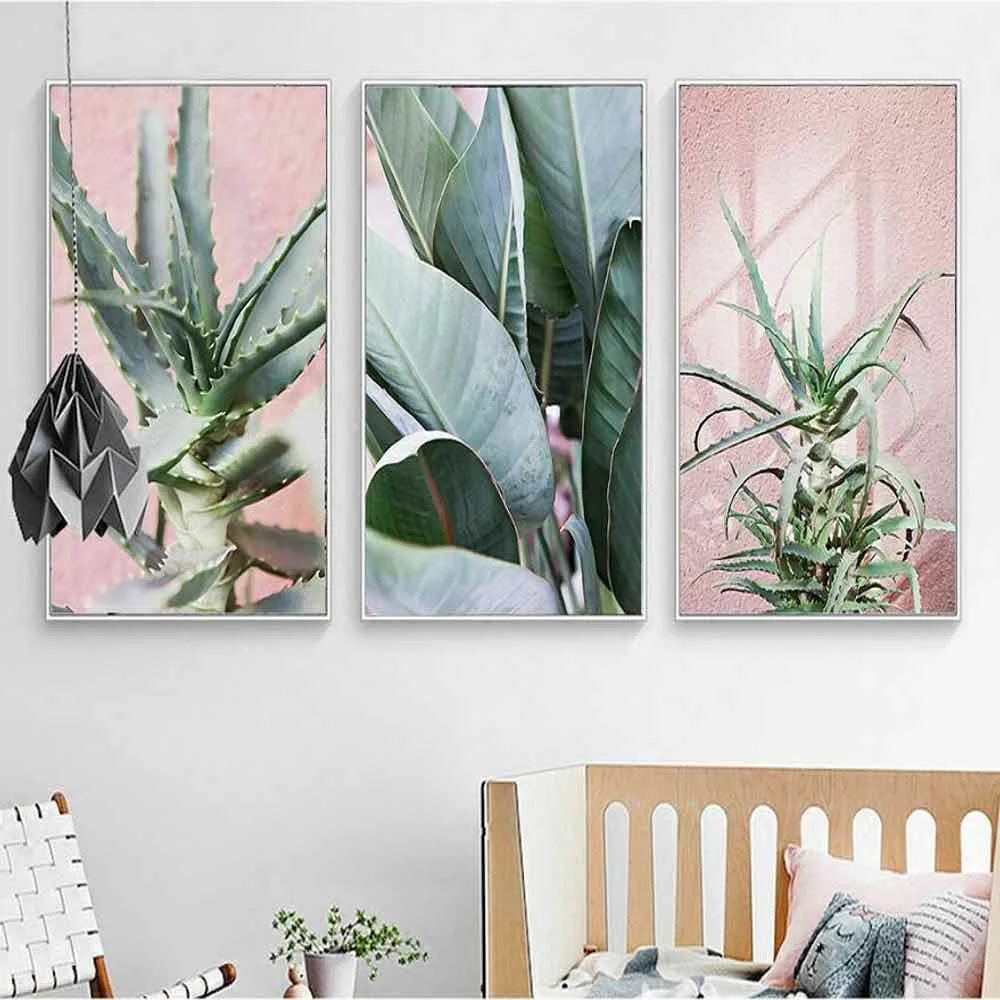 

HAOCHU Aloe Green Plants Poster For Living Room Home Decor Painting Print Poster Simple Nordic Wall Picture Canvas Painting