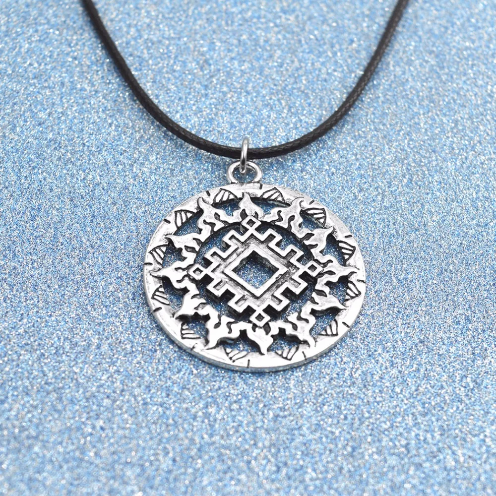 Kinitial 1 шт славянский Кулон Серебряный кулон ожерелье ювелирные изделия кожанный