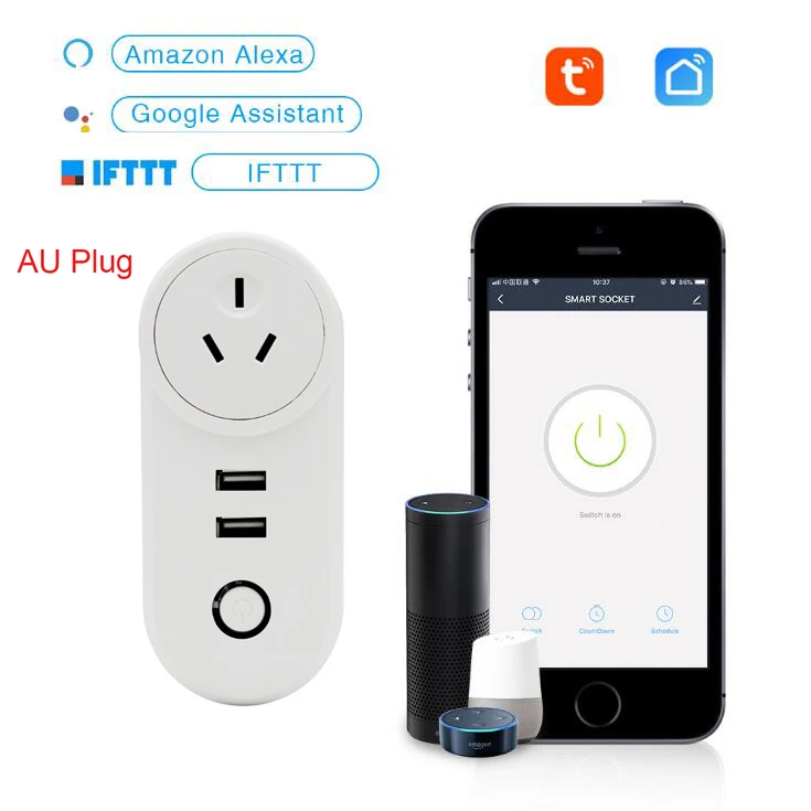 Австралийская смарт-розетка Wi-Fi с двумя USB-портами розетка таймером Беспроводная