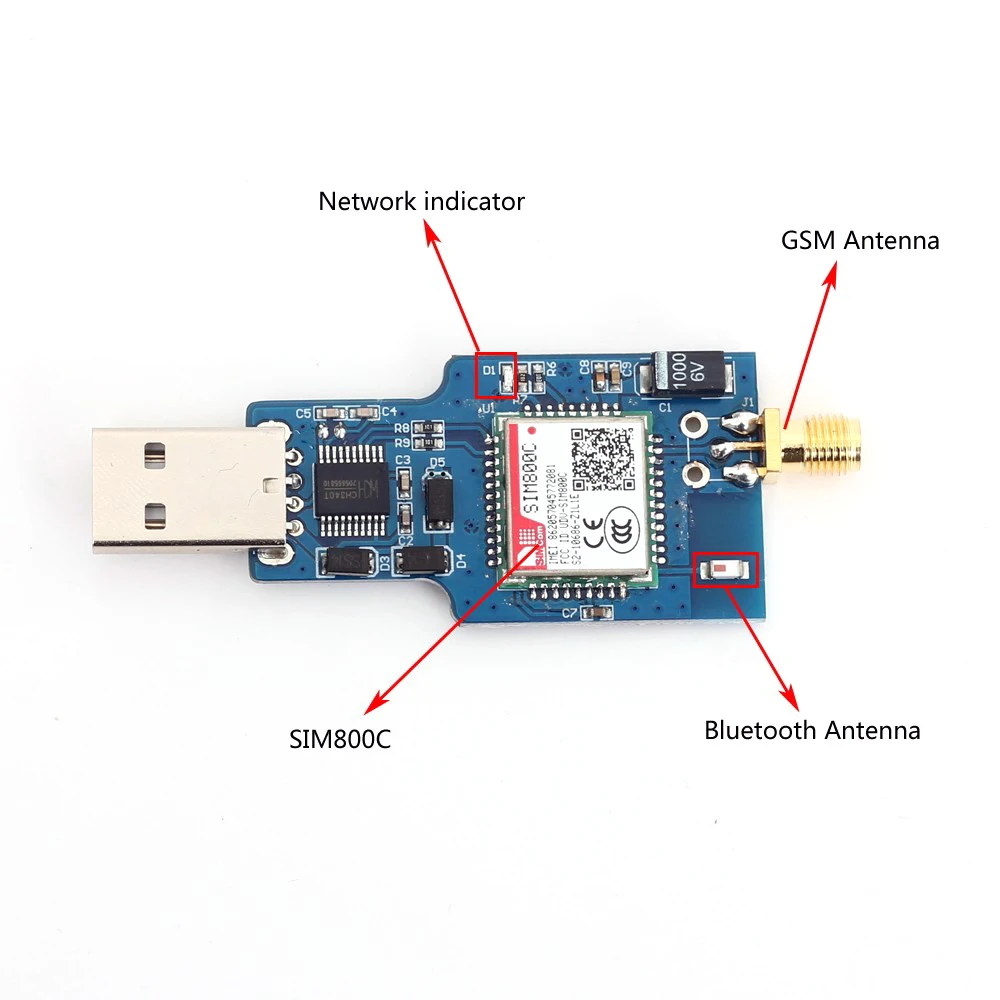 USB для GSM GPRS SIM800C беспроводной Bluetooth компьютерный контроль вызова с антенной
