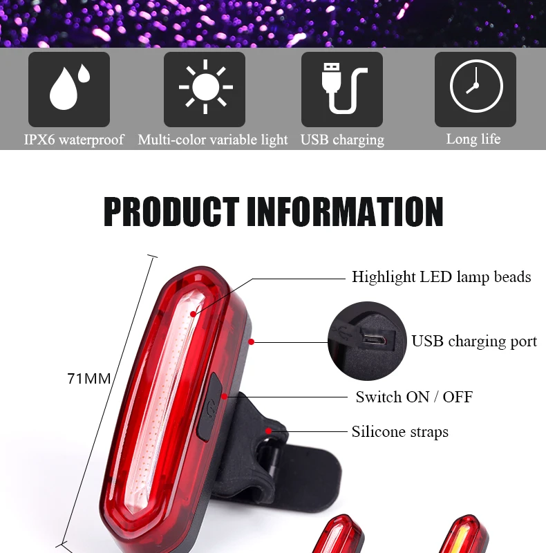 Интеллектуальный задний фонарь для велосипеда с USB зарядкой стоп сигналы горного