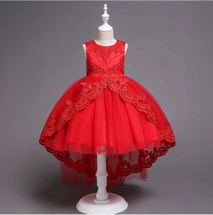 Elegant Cute Summer Girl Dress Toddler Teenage Kids Lace Embroidery Foral Birthday Princess Flower Wedding Party Clothes | Детская