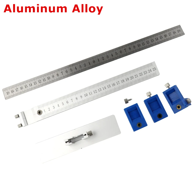 Aluminum Alloy Шкаф сверлильный направляющий рукав выдвижной ящик карман отверстие джиг комплект для ящика шкафа аппаратные средства дюбеля дыропробивки Деревообрабатывающие инструменты - Цвет: Aluminum Alloy