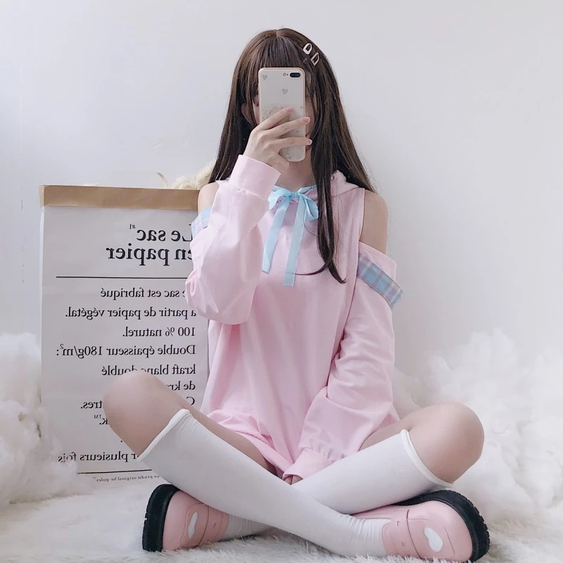 MERRY PRETTY женские розовые толстовки с капюшоном с открытыми плечами весенний пуловер с длинным рукавом на шнурке женские милые стильные толстовки