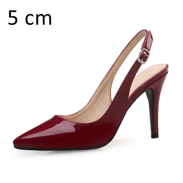 Wine Pumps 5cm Женские туфли-лодочки; туфли на высоком каблуке; кожаные весенние вечерние туфли; женские офисные модельные туфли с острым носком; брендовые туфли на тонком каблуке размера плюс - Цвет: Wine Pumps 5cm