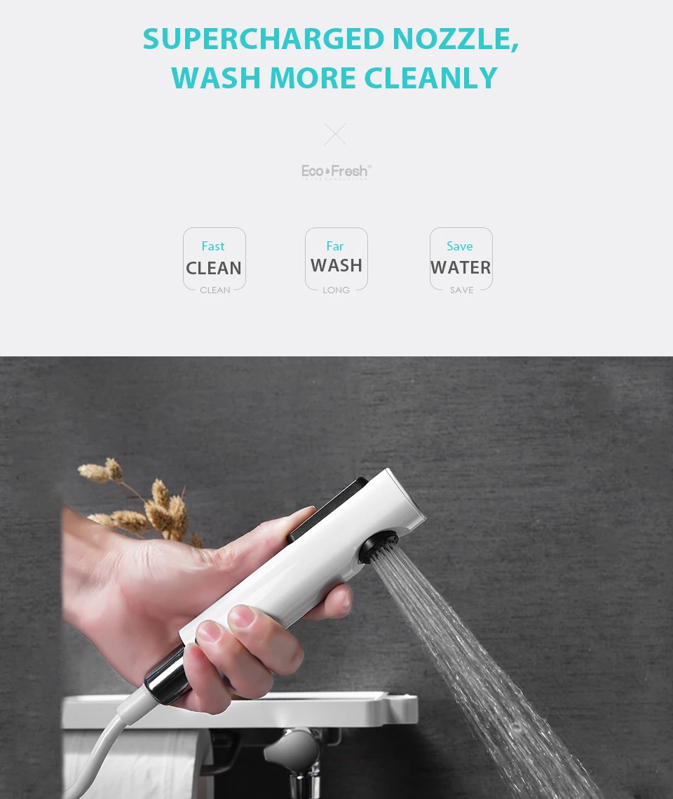 Ecofresh ручной Туалет Биде опрыскиватель набор ручной биде кран для ванной ручной опрыскиватель душевая головка самоочищающаяся