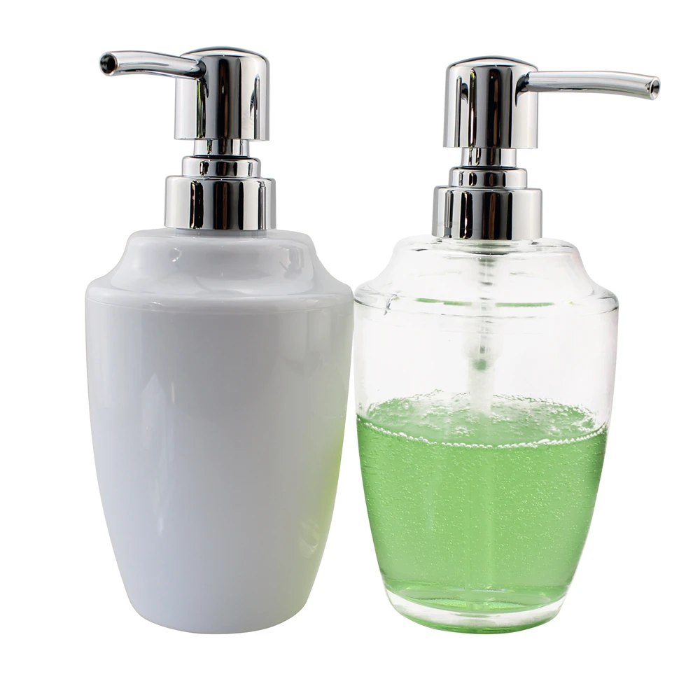 Акриловый Диспенсер для мыла и лосьона прозрачный/хром 12 унций (белый)|lotion dispenser