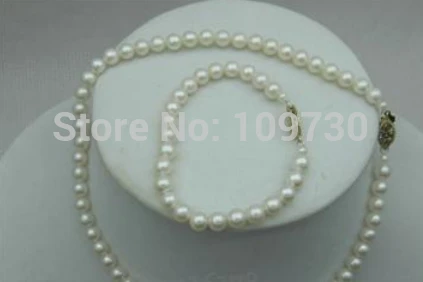 Jewelry 00717 AAA 5-5.5mm White Pearl Set Necklace 12&quot Bracelet 5.5&quot 14kt Gold Newborn (A0423) -Top quality free shippin | Украшения